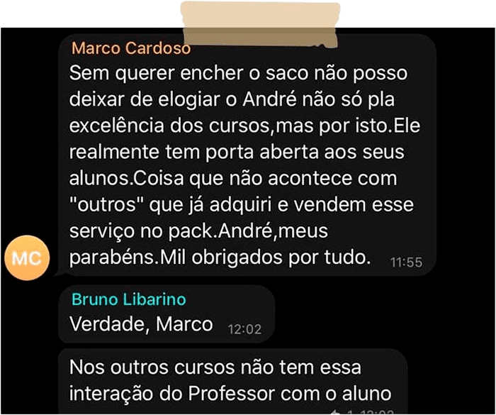 Relato de Marco Cardoso sobre a proximidade de Andre Nieri com os alunos
